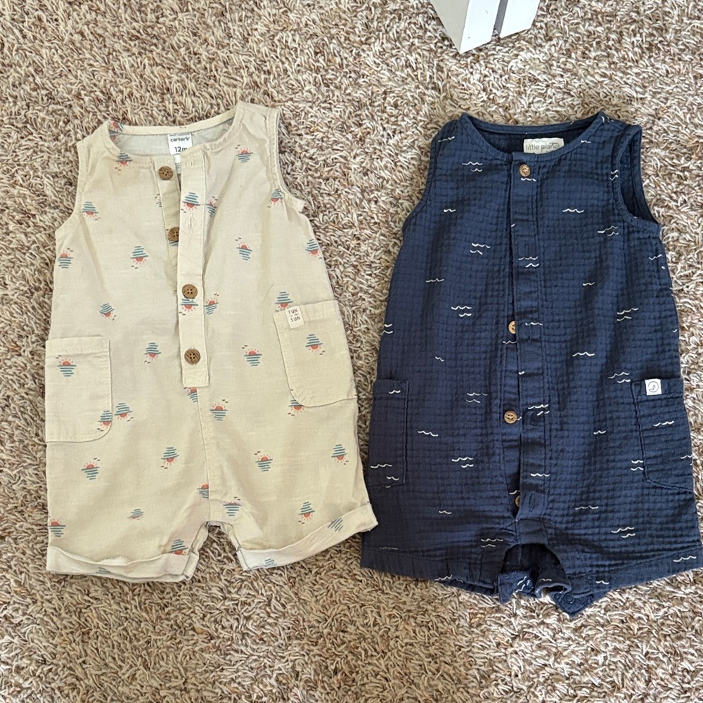 Little Planet by Carters Baby Rompers in Beige and Navy